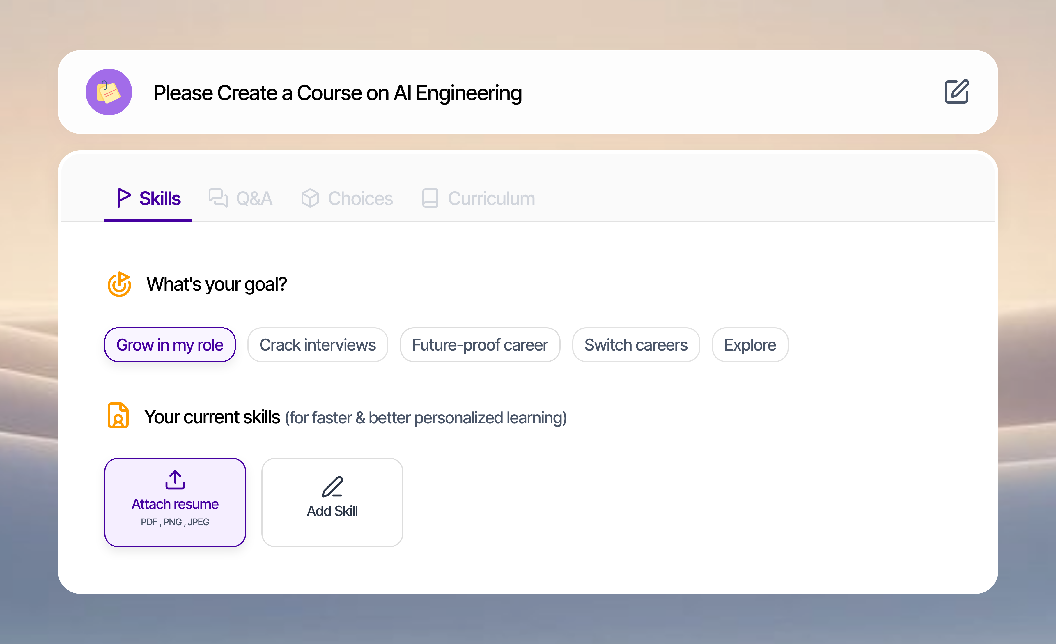 We build a course shaped by your experience